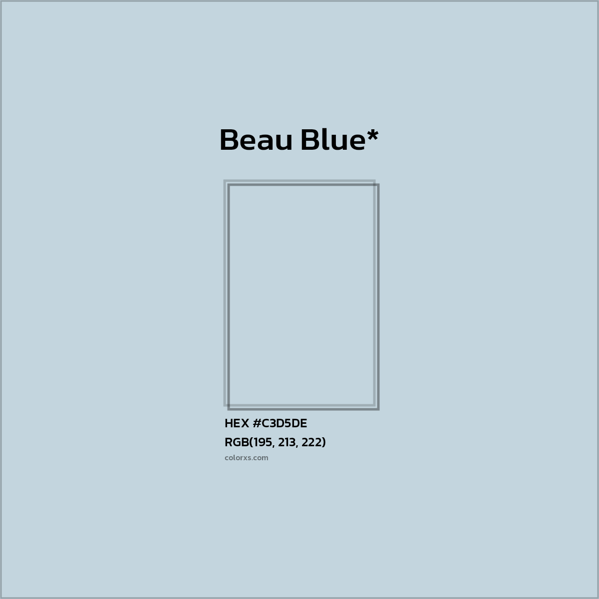 #C3D5DE hex color. RGB, RYB, CMYK, HSL, HSV codes and color conversions. Matching color names, palettes, paints.