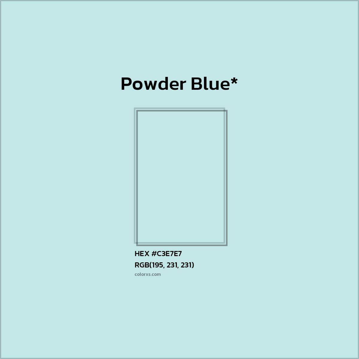 #C3E7E7 hex color. RGB, RYB, CMYK, HSL, HSV codes and color conversions. Matching color names, palettes, paints.