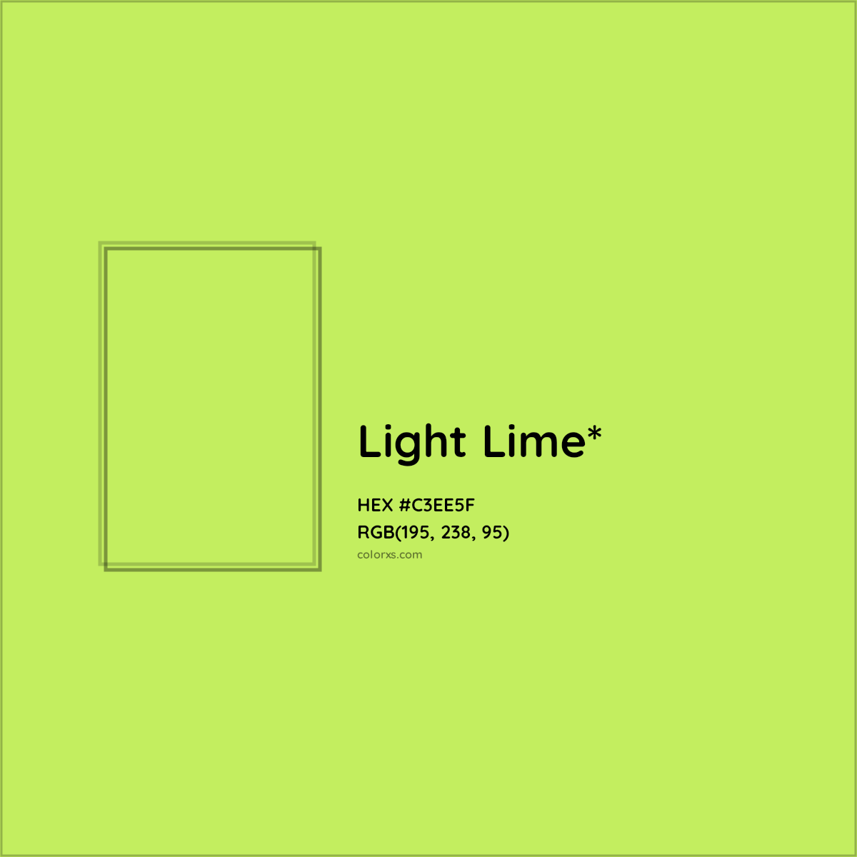 #C3EE5F hex color. RGB, RYB, CMYK, HSL, HSV codes and color conversions. Matching color names, palettes, paints.