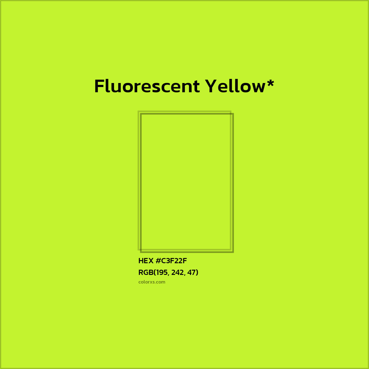 #C3F22F hex color. RGB, RYB, CMYK, HSL, HSV codes and color conversions. Matching color names, palettes, paints.