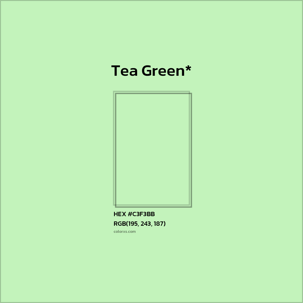 #C3F3BB hex color. RGB, RYB, CMYK, HSL, HSV codes and color conversions. Matching color names, palettes, paints.