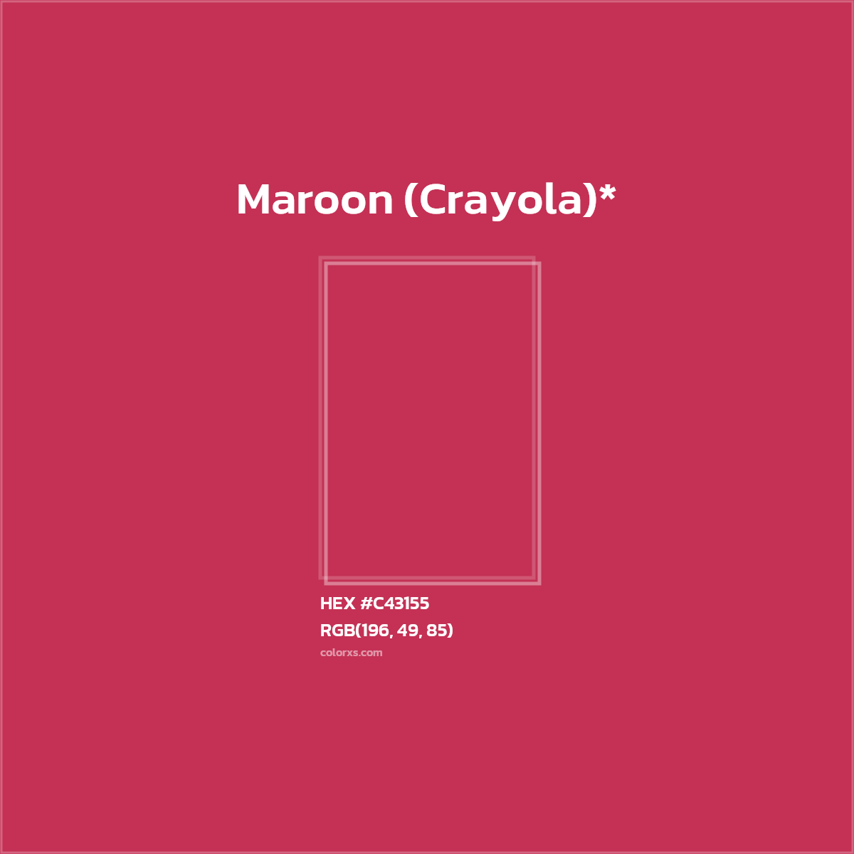 #C43155 hex color. RGB, RYB, CMYK, HSL, HSV codes and color conversions. Matching color names, palettes, paints.