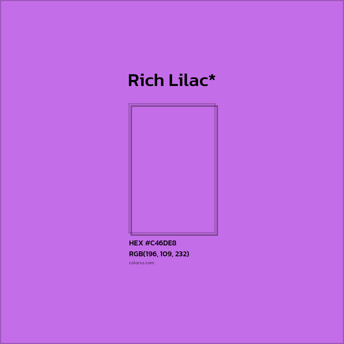 #C46DE8 hex color. RGB, RYB, CMYK, HSL, HSV codes and color conversions. Matching color names, palettes, paints.