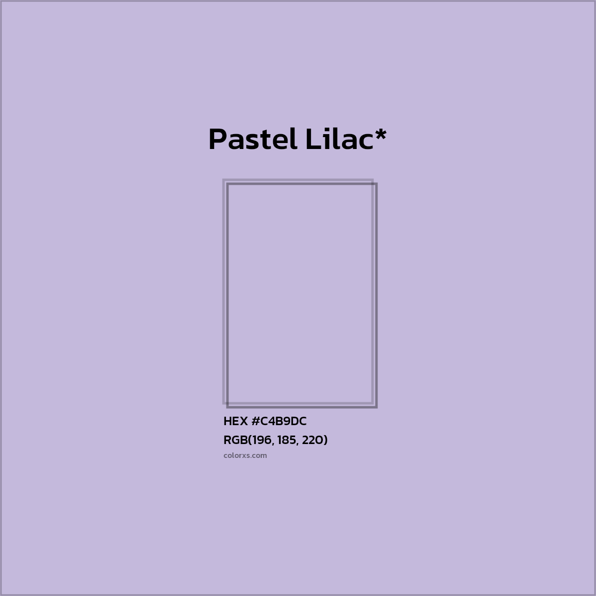 #C4B9DC hex color. RGB, RYB, CMYK, HSL, HSV codes and color conversions. Matching color names, palettes, paints.
