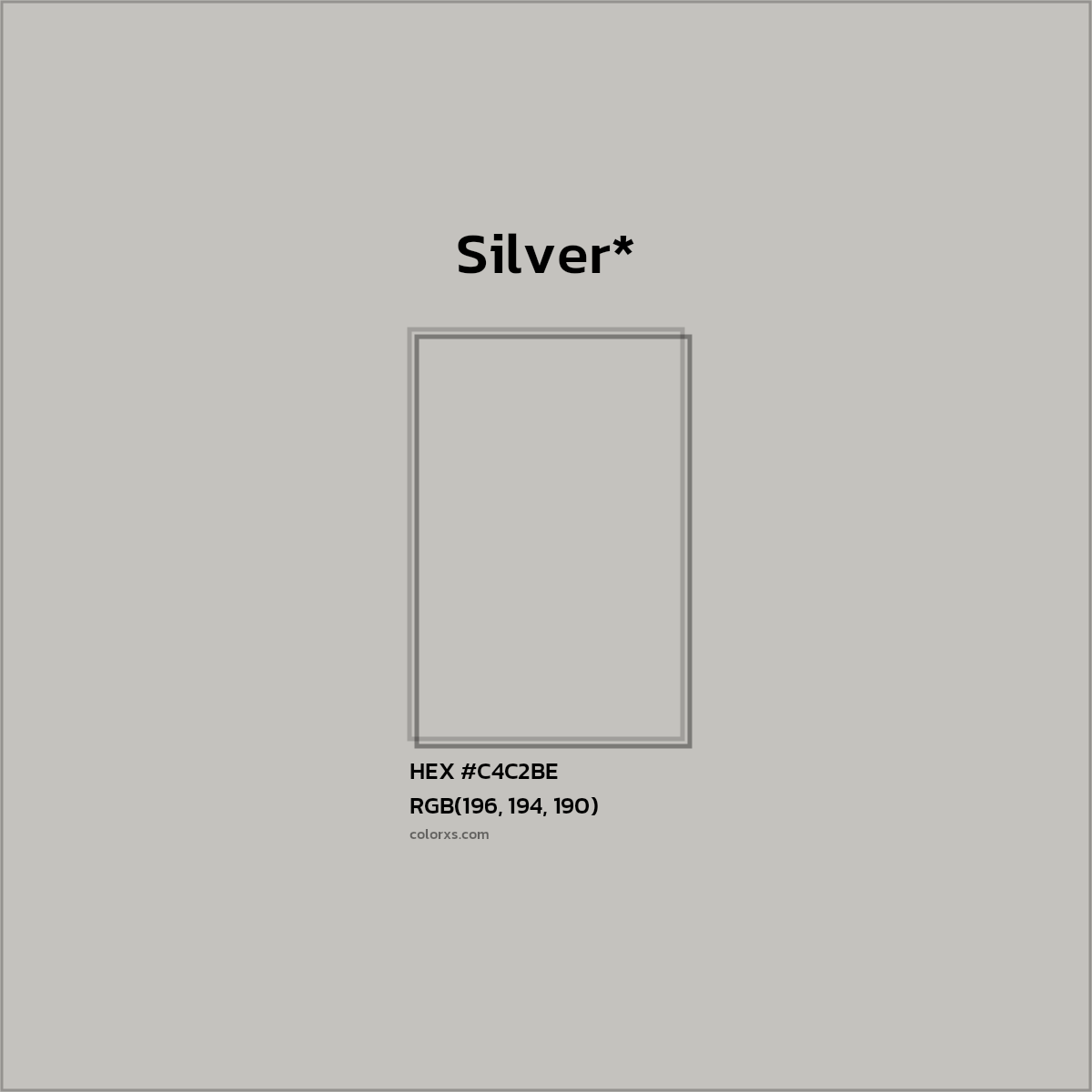 #C4C2BE hex color. RGB, RYB, CMYK, HSL, HSV codes and color conversions. Matching color names, palettes, paints.
