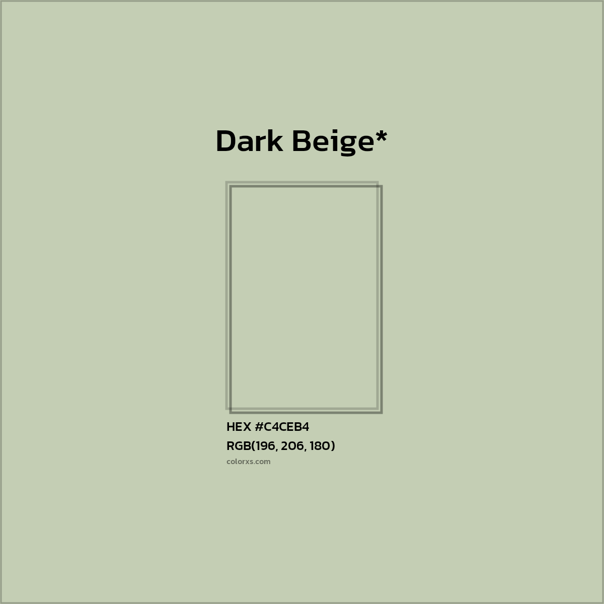 #C4CEB4 hex color. RGB, RYB, CMYK, HSL, HSV codes and color conversions. Matching color names, palettes, paints.