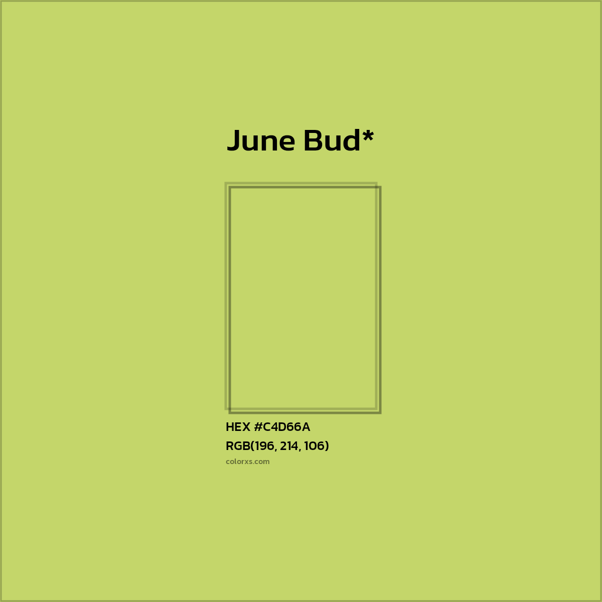 #C4D66A hex color. RGB, RYB, CMYK, HSL, HSV codes and color conversions. Matching color names, palettes, paints.