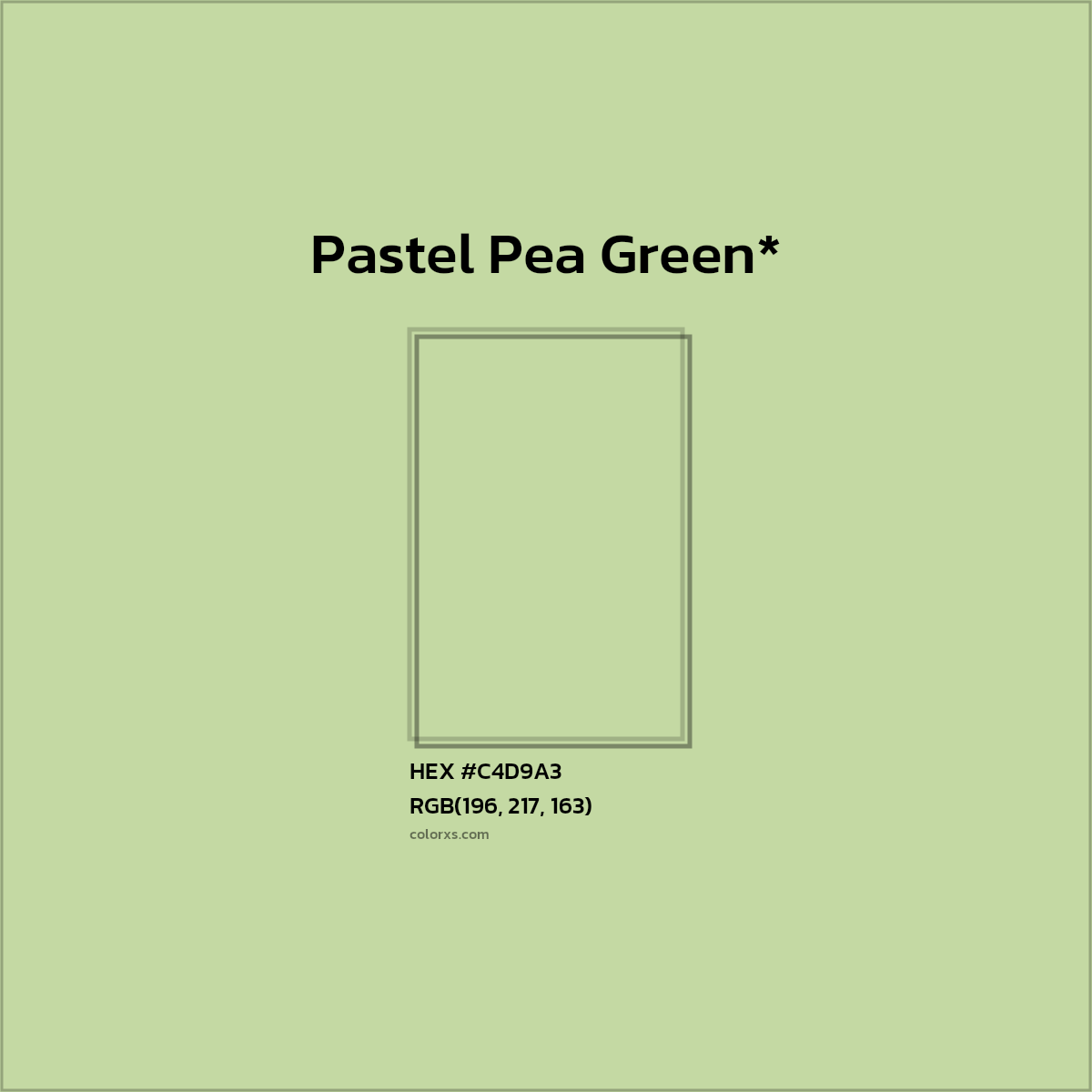 #C4D9A3 hex color. RGB, RYB, CMYK, HSL, HSV codes and color conversions. Matching color names, palettes, paints.