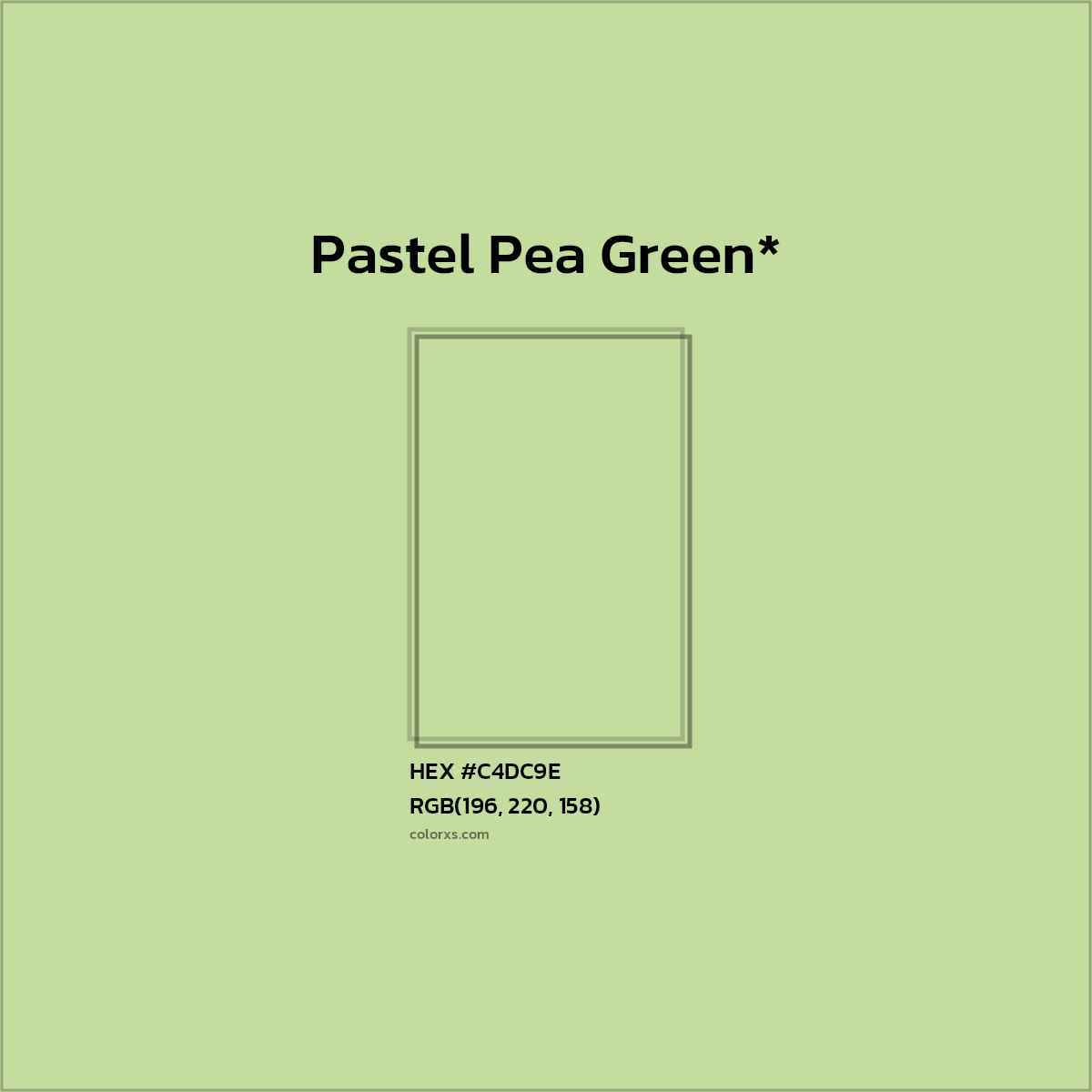 #C4DC9E hex color. RGB, RYB, CMYK, HSL, HSV codes and color conversions. Matching color names, palettes, paints.
