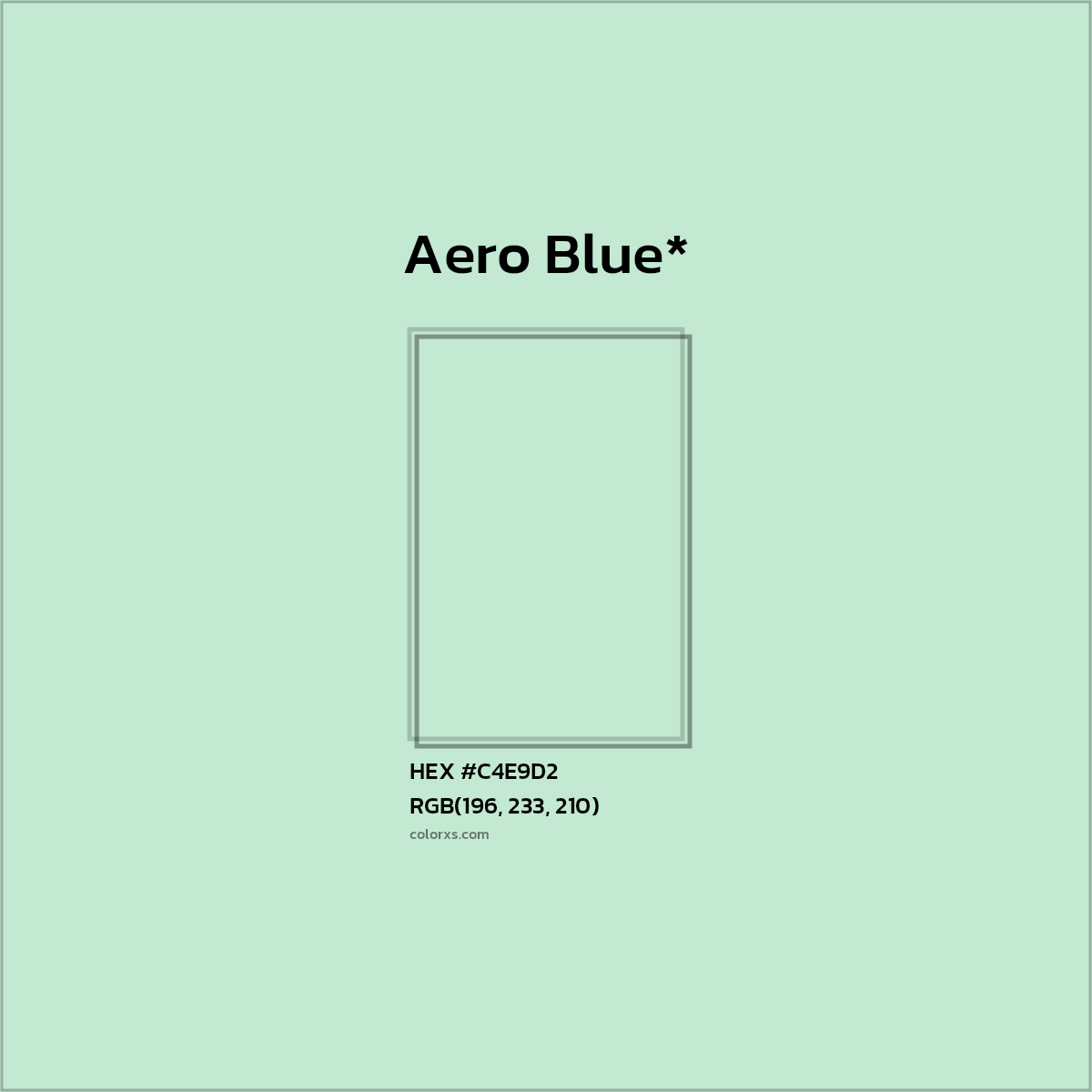 #C4E9D2 hex color. RGB, RYB, CMYK, HSL, HSV codes and color conversions. Matching color names, palettes, paints.