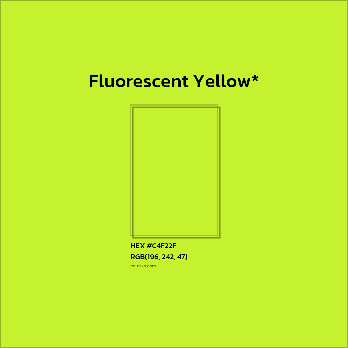 #C4F22F hex color. RGB, RYB, CMYK, HSL, HSV codes and color conversions. Matching color names, palettes, paints.