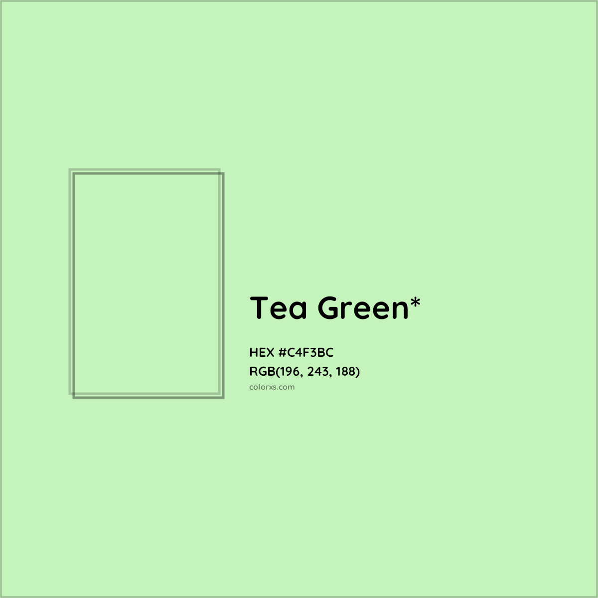 #C4F3BC hex color. RGB, RYB, CMYK, HSL, HSV codes and color conversions. Matching color names, palettes, paints.