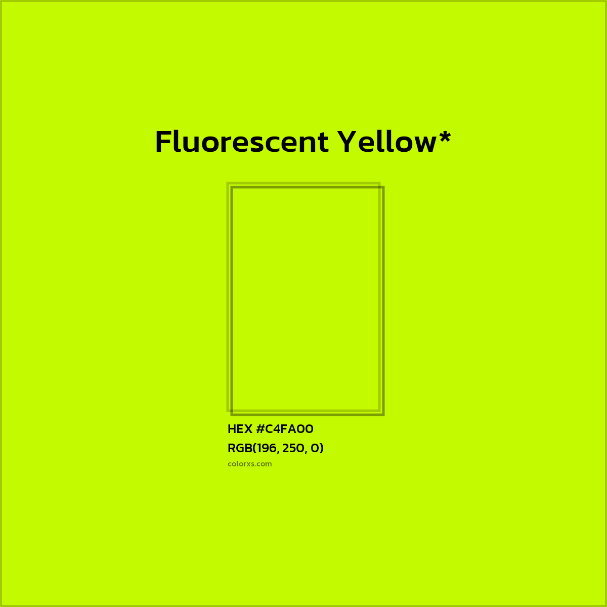 #C4FA00 hex color. RGB, RYB, CMYK, HSL, HSV codes and color conversions. Matching color names, palettes, paints.