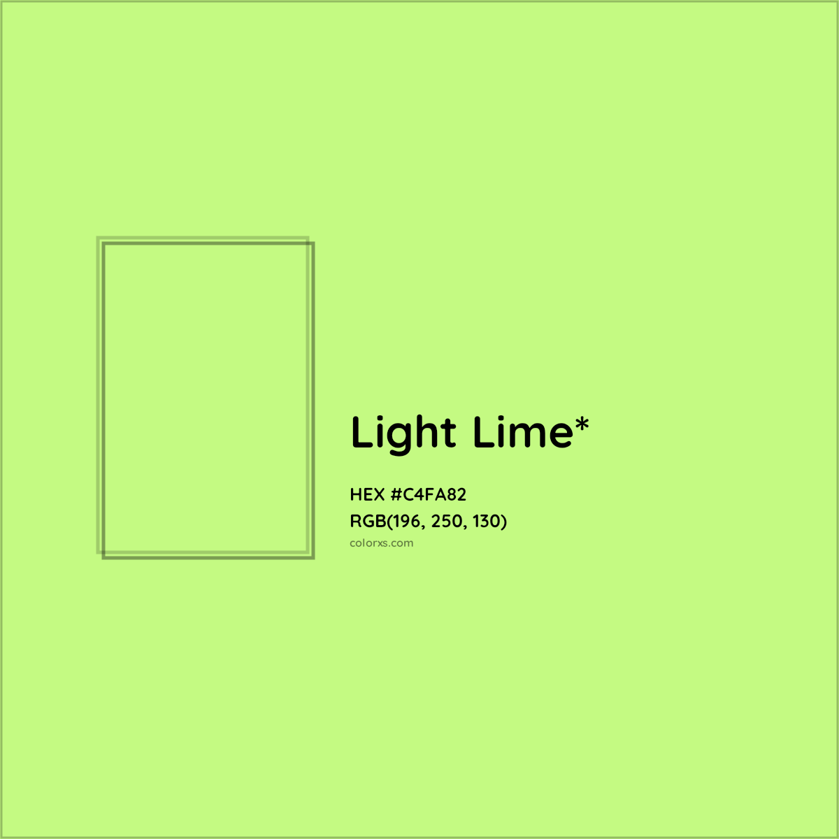 #C4FA82 hex color. RGB, RYB, CMYK, HSL, HSV codes and color conversions. Matching color names, palettes, paints.
