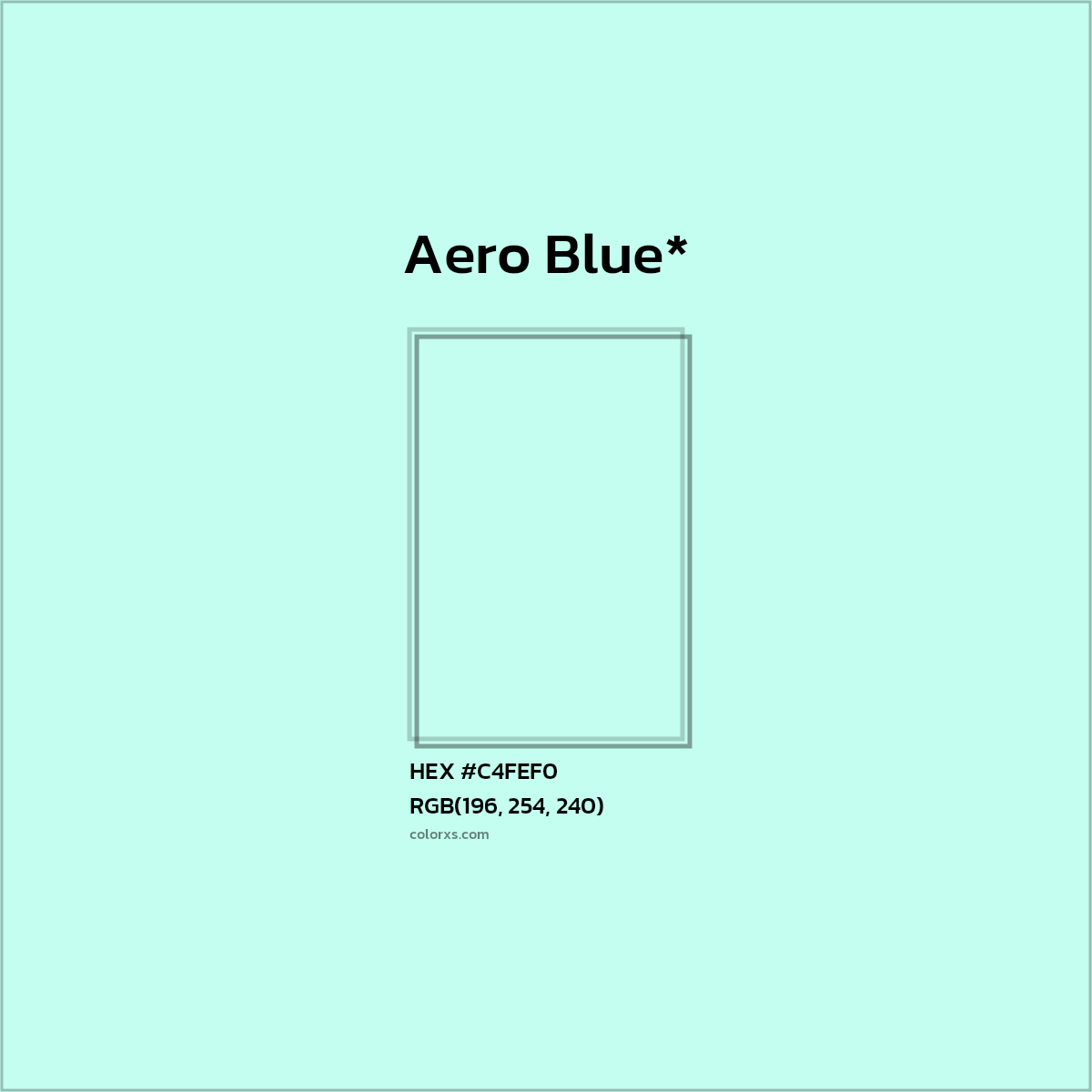 #C4FEF0 hex color. RGB, RYB, CMYK, HSL, HSV codes and color conversions. Matching color names, palettes, paints.