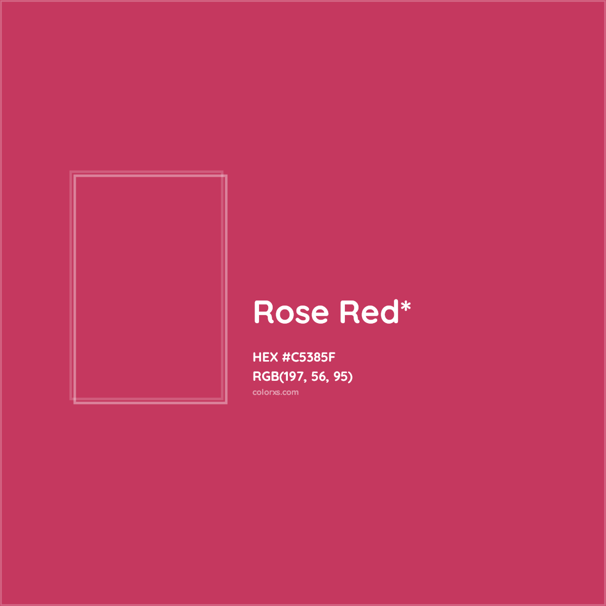 #C5385F hex color. RGB, RYB, CMYK, HSL, HSV codes and color conversions. Matching color names, palettes, paints.