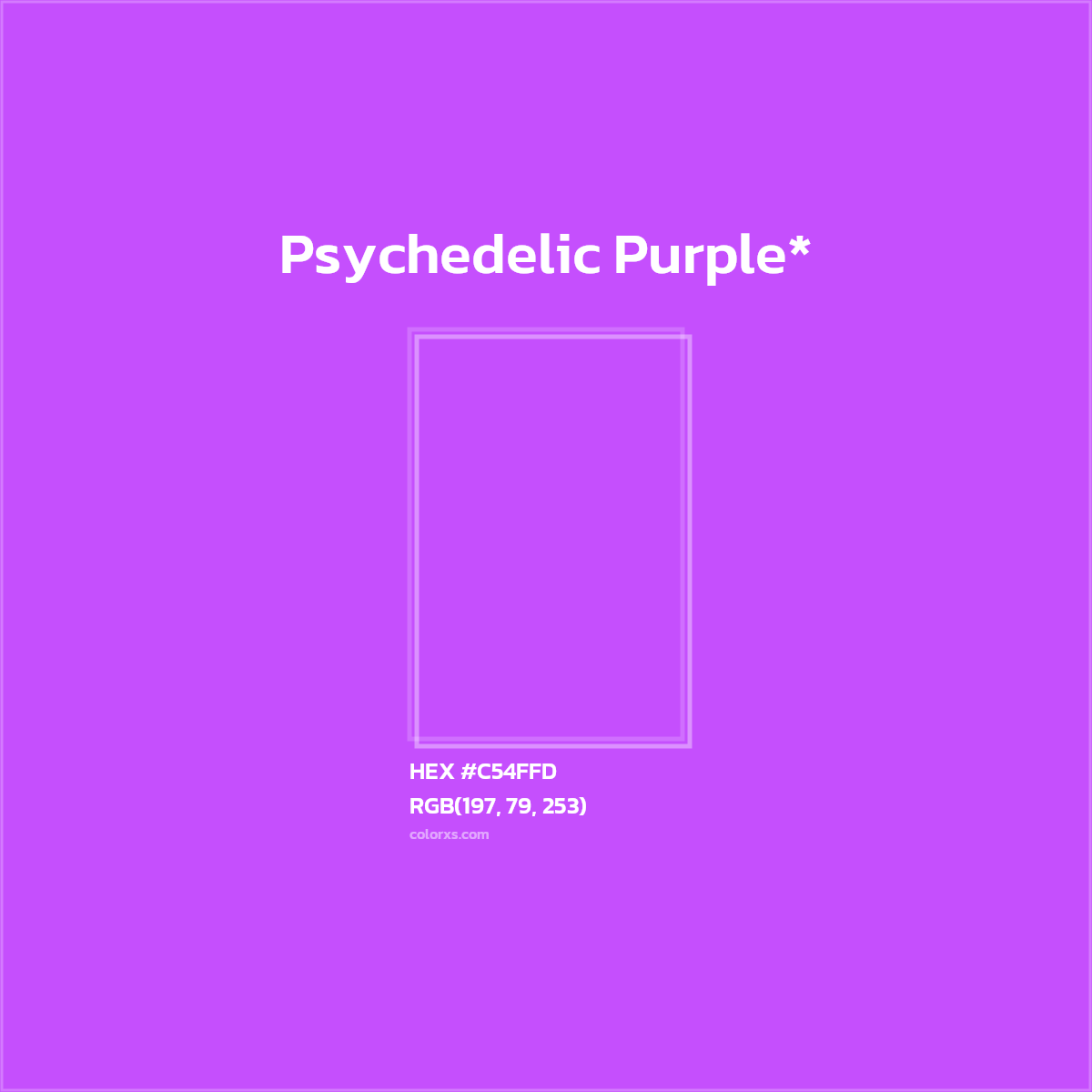 #C54FFD hex color. RGB, RYB, CMYK, HSL, HSV codes and color conversions. Matching color names, palettes, paints.