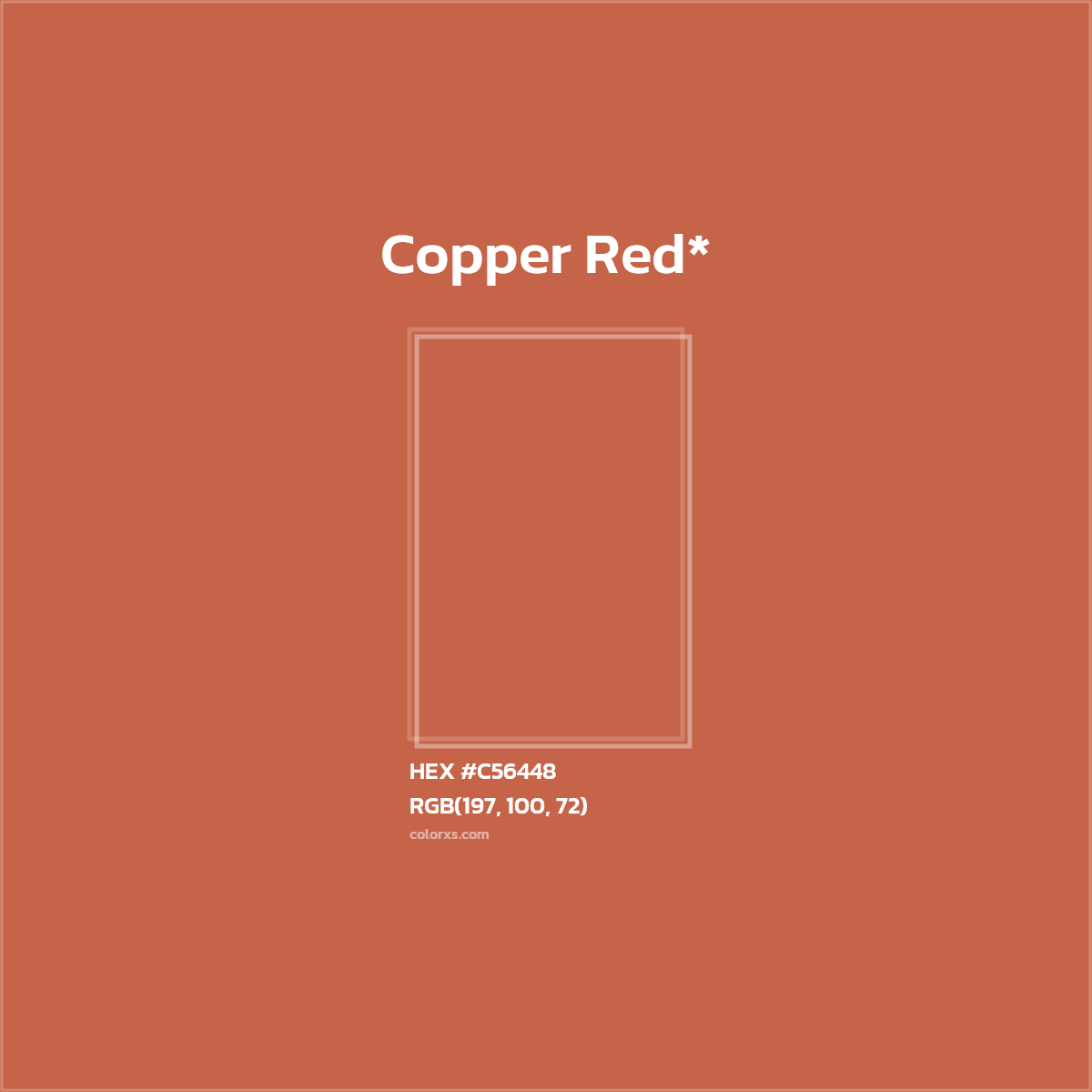 #C56448 hex color. RGB, RYB, CMYK, HSL, HSV codes and color conversions. Matching color names, palettes, paints.