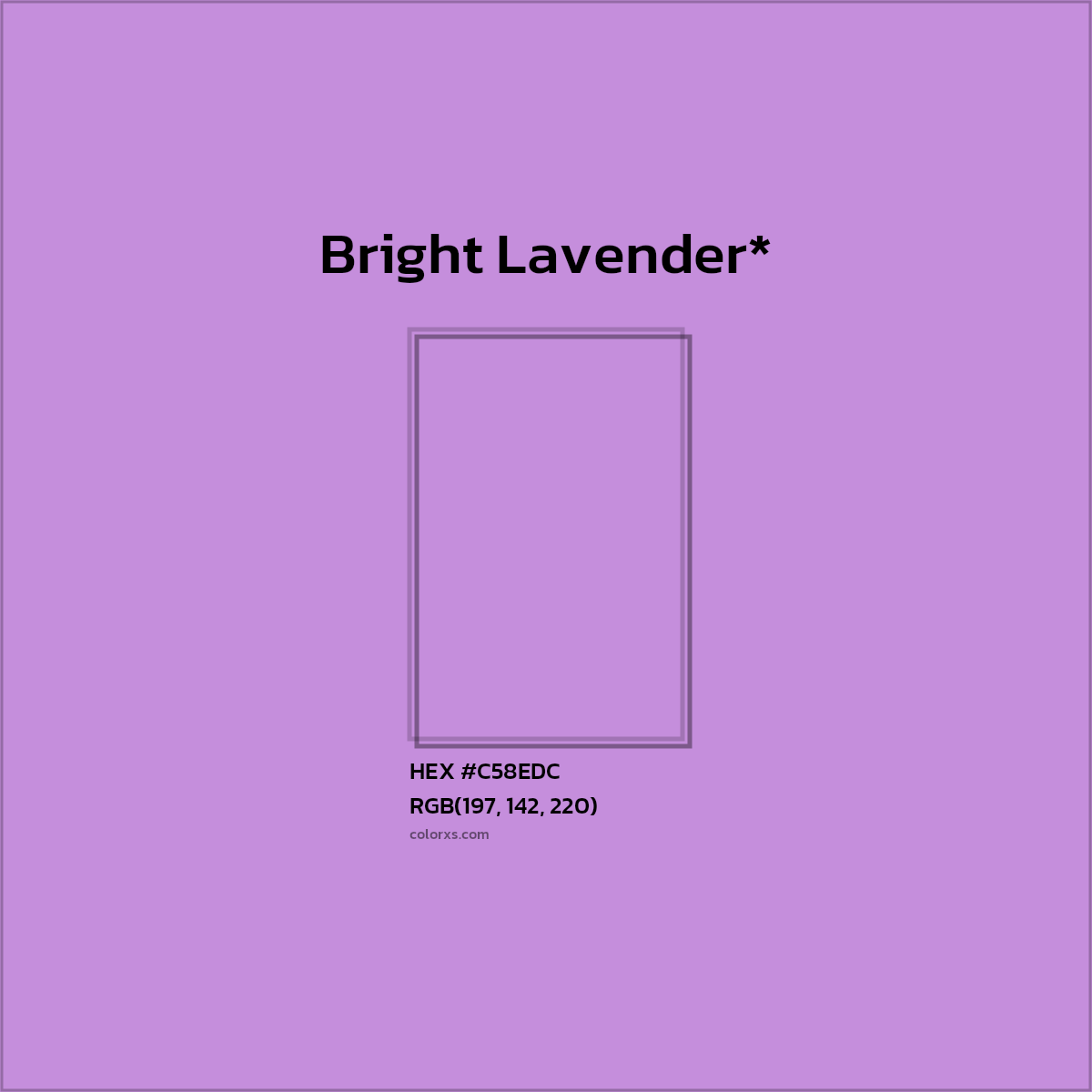 #C58EDC hex color. RGB, RYB, CMYK, HSL, HSV codes and color conversions. Matching color names, palettes, paints.