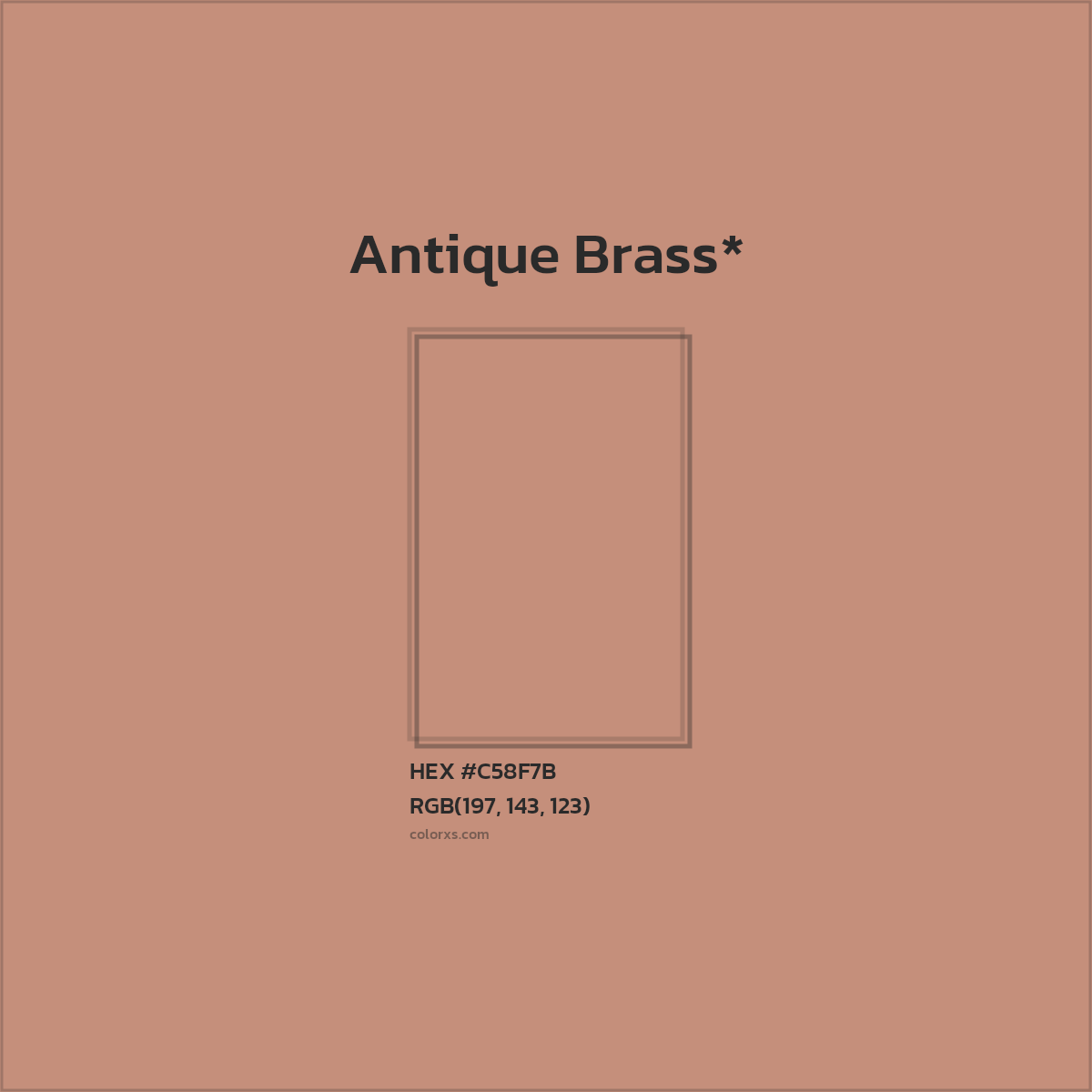 #C58F7B hex color. RGB, RYB, CMYK, HSL, HSV codes and color conversions. Matching color names, palettes, paints.
