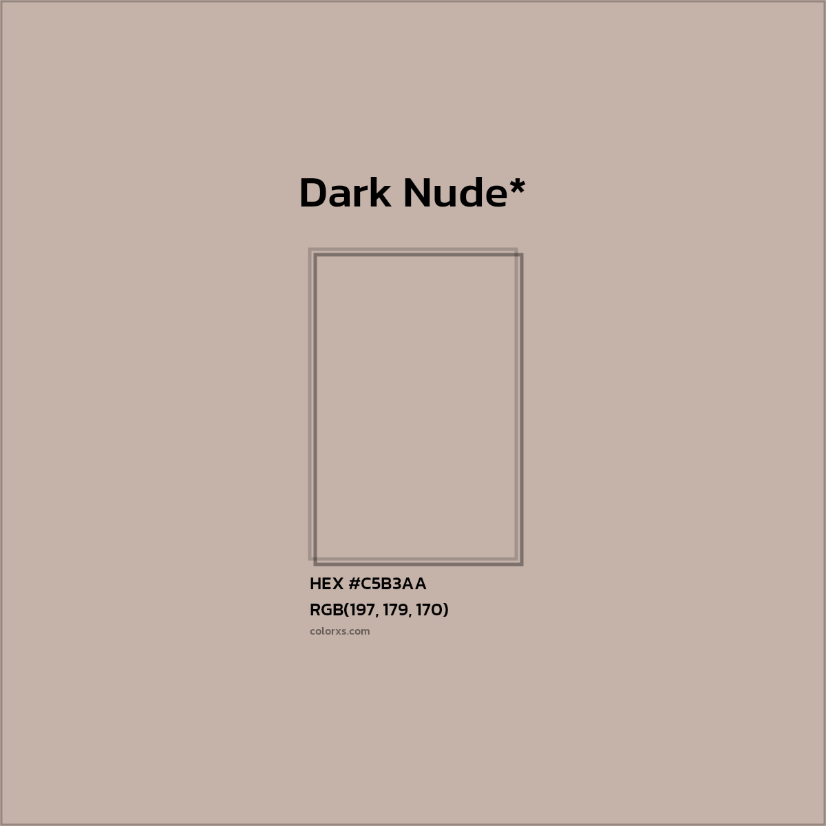 #C5B3AA hex color. RGB, RYB, CMYK, HSL, HSV codes and color conversions. Matching color names, palettes, paints.