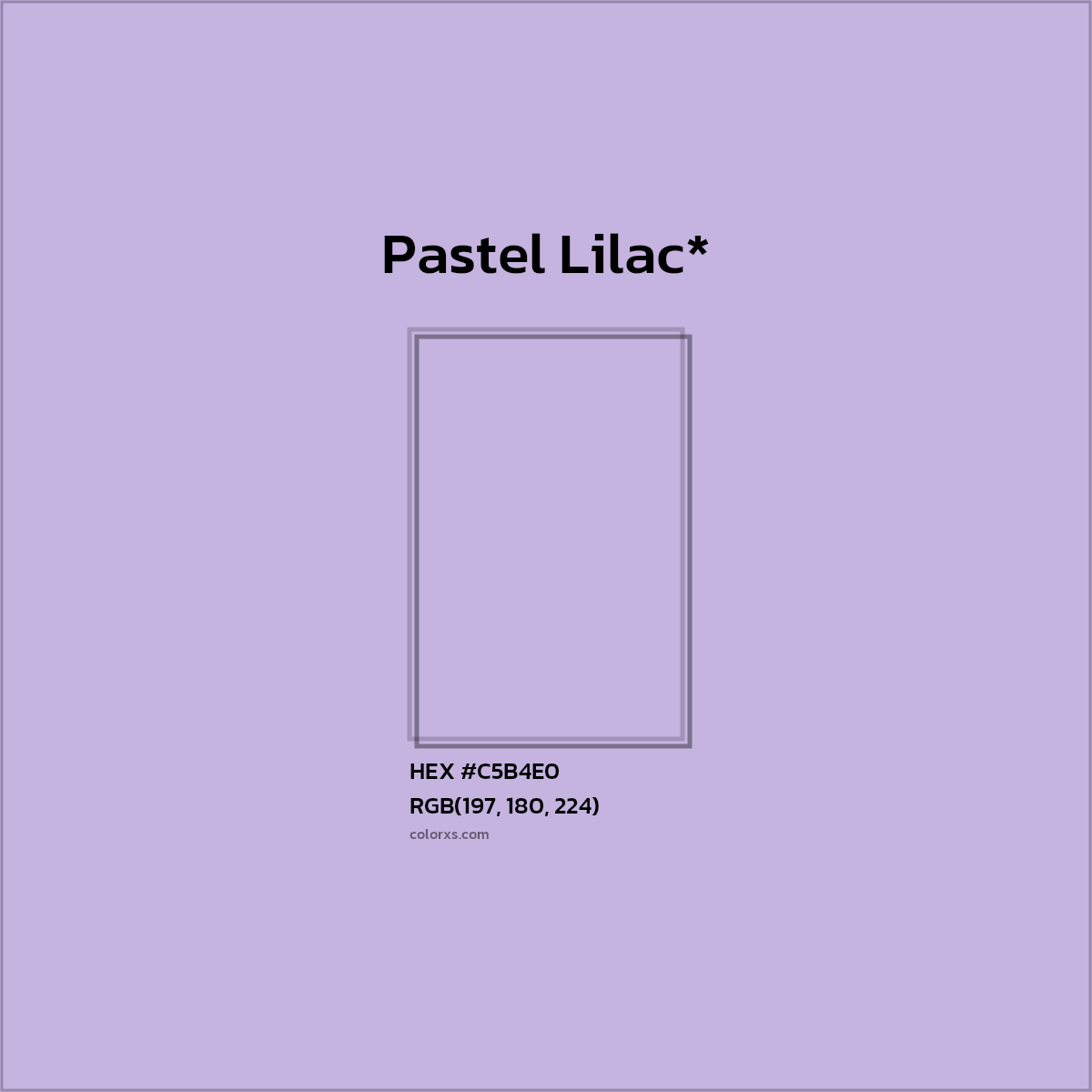 #C5B4E0 hex color. RGB, RYB, CMYK, HSL, HSV codes and color conversions. Matching color names, palettes, paints.