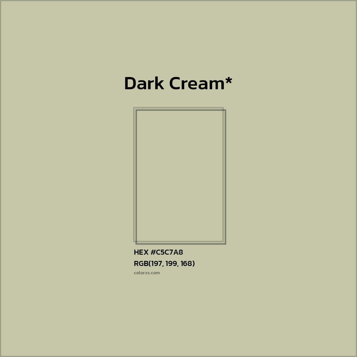 #C5C7A8 hex color. RGB, RYB, CMYK, HSL, HSV codes and color conversions. Matching color names, palettes, paints.