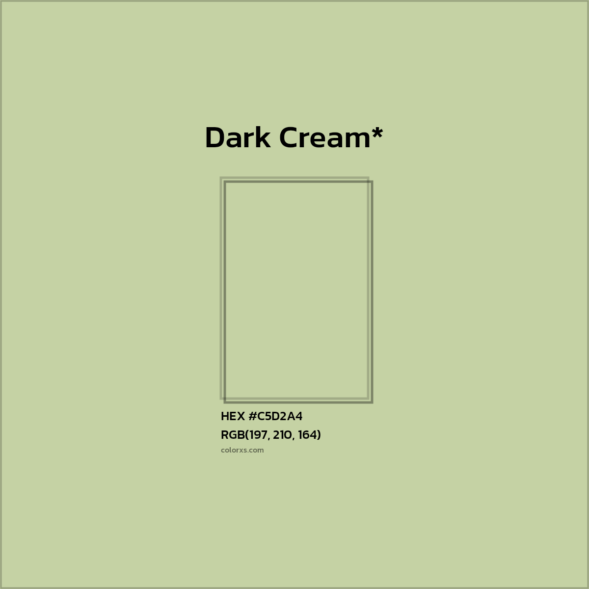 #C5D2A4 hex color. RGB, RYB, CMYK, HSL, HSV codes and color conversions. Matching color names, palettes, paints.