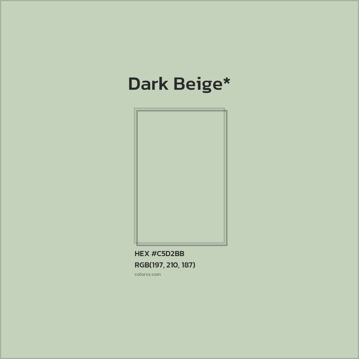 #C5D2BB hex color. RGB, RYB, CMYK, HSL, HSV codes and color conversions. Matching color names, palettes, paints.
