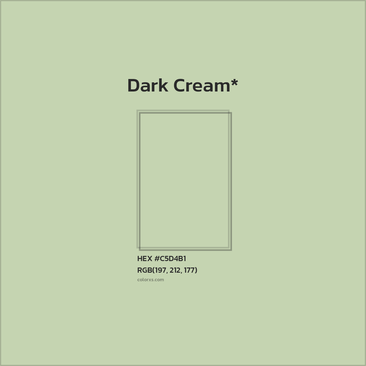 #C5D4B1 hex color. RGB, RYB, CMYK, HSL, HSV codes and color conversions. Matching color names, palettes, paints.