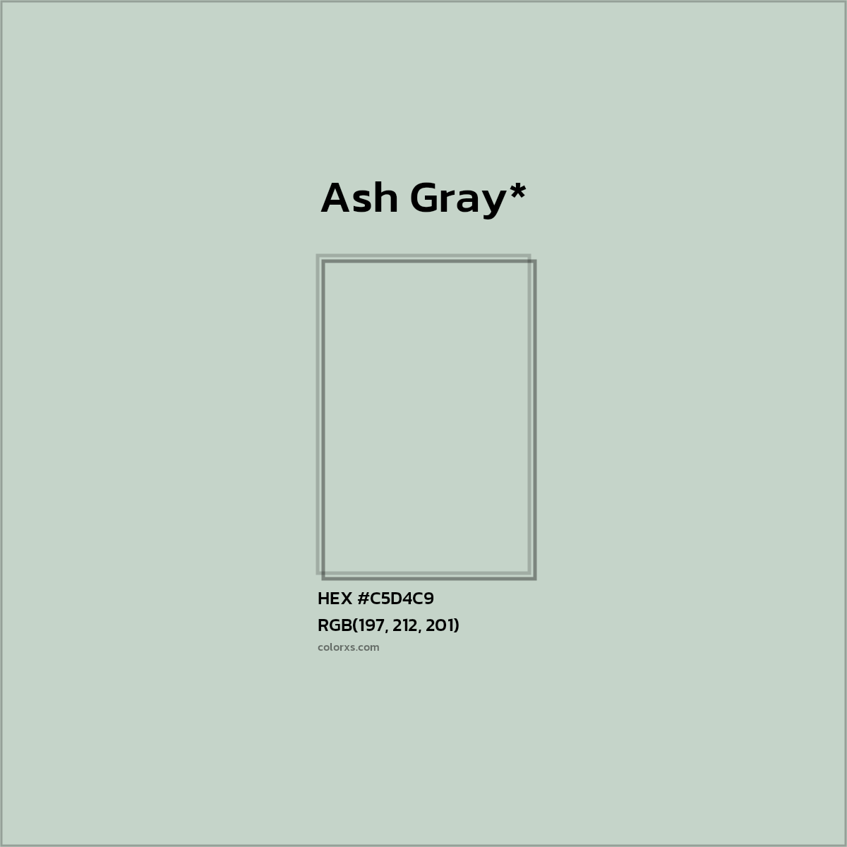 #C5D4C9 hex color. RGB, RYB, CMYK, HSL, HSV codes and color conversions. Matching color names, palettes, paints.