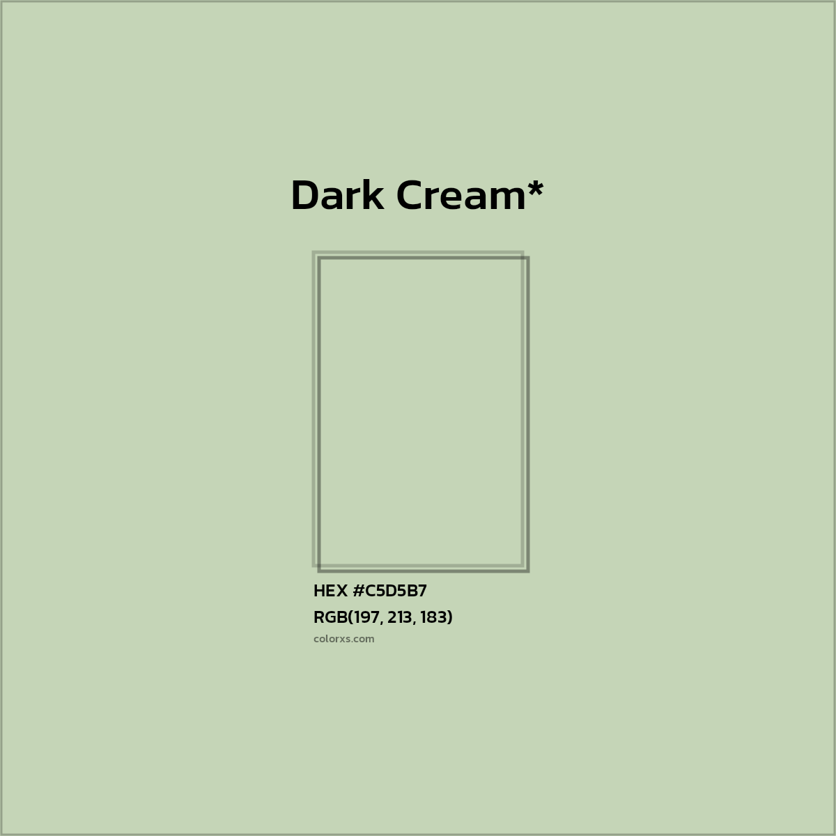 #C5D5B7 hex color. RGB, RYB, CMYK, HSL, HSV codes and color conversions. Matching color names, palettes, paints.