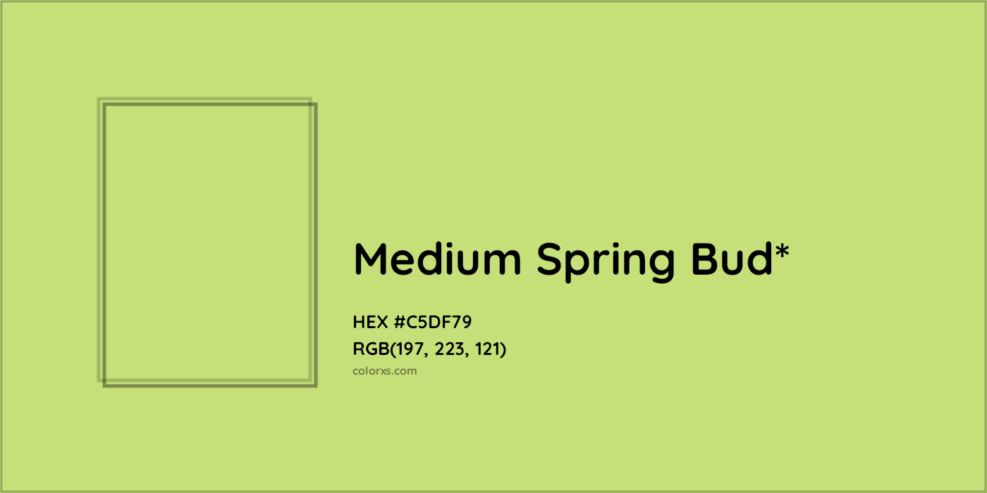 #C5DF79 hex color. RGB, RYB, CMYK, HSL, HSV codes and color conversions. Matching color names, palettes, paints.