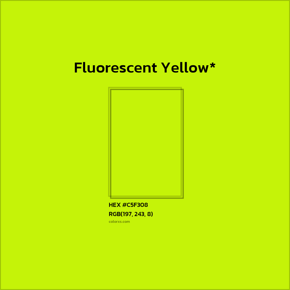 #C5F308 hex color. RGB, RYB, CMYK, HSL, HSV codes and color conversions. Matching color names, palettes, paints.