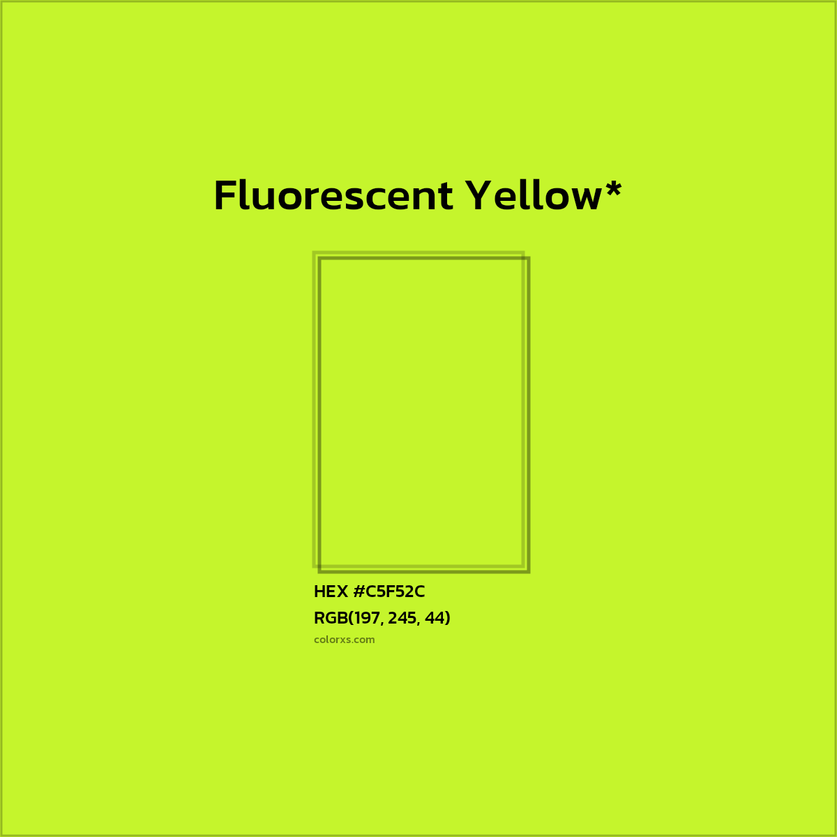 #C5F52C hex color. RGB, RYB, CMYK, HSL, HSV codes and color conversions. Matching color names, palettes, paints.