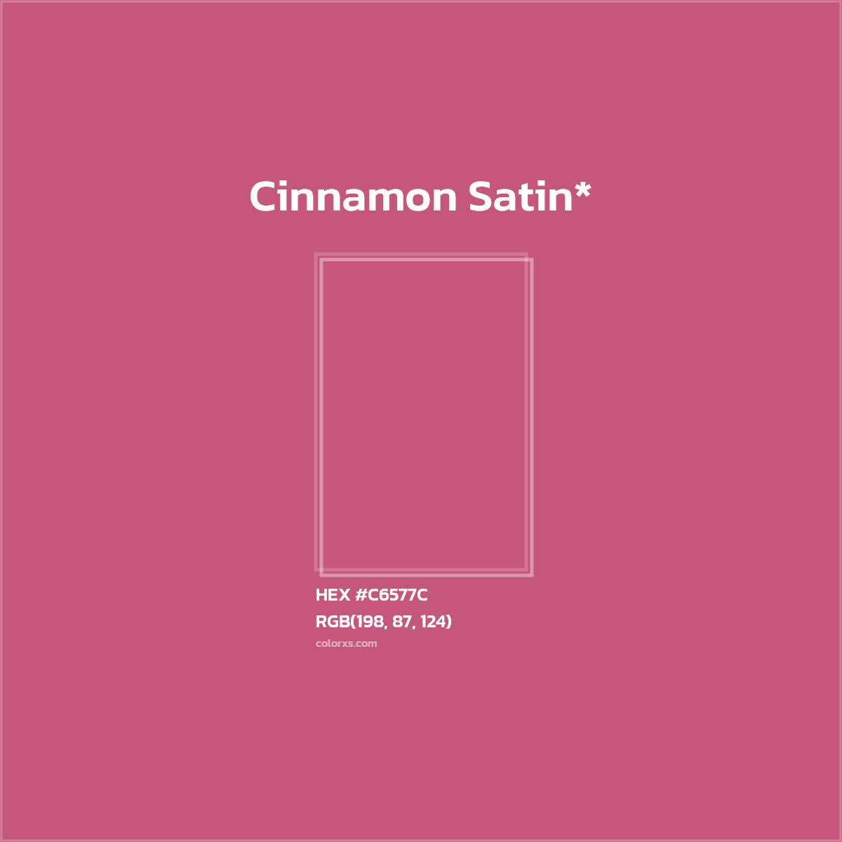 #C6577C hex color. RGB, RYB, CMYK, HSL, HSV codes and color conversions. Matching color names, palettes, paints.