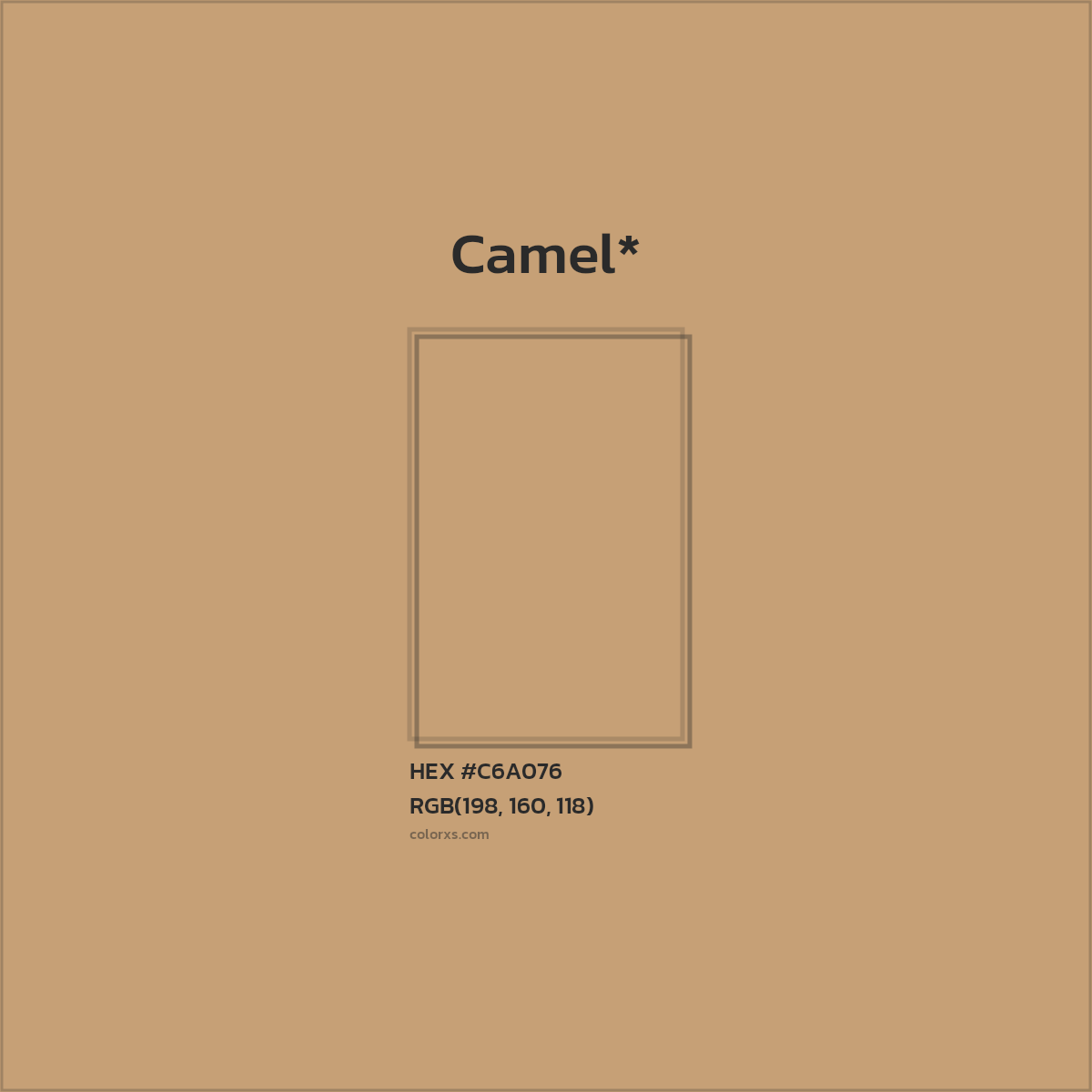 #C6A076 hex color. RGB, RYB, CMYK, HSL, HSV codes and color conversions. Matching color names, palettes, paints.
