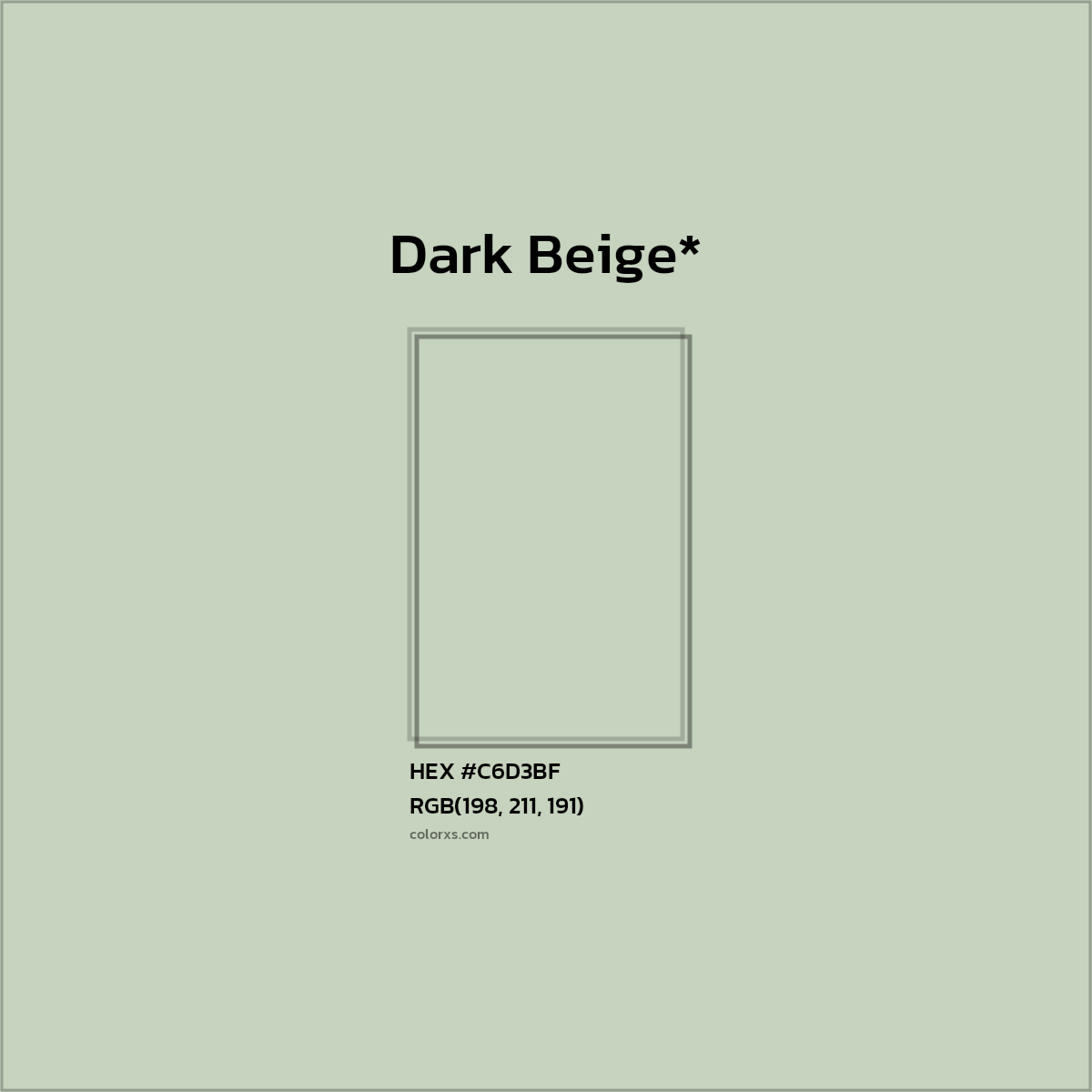 #C6D3BF hex color. RGB, RYB, CMYK, HSL, HSV codes and color conversions. Matching color names, palettes, paints.