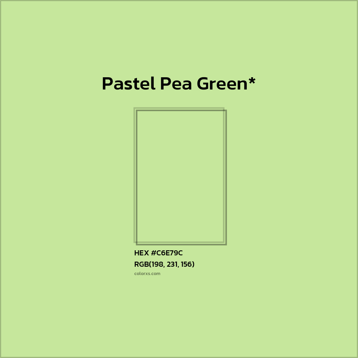 #C6E79C hex color. RGB, RYB, CMYK, HSL, HSV codes and color conversions. Matching color names, palettes, paints.