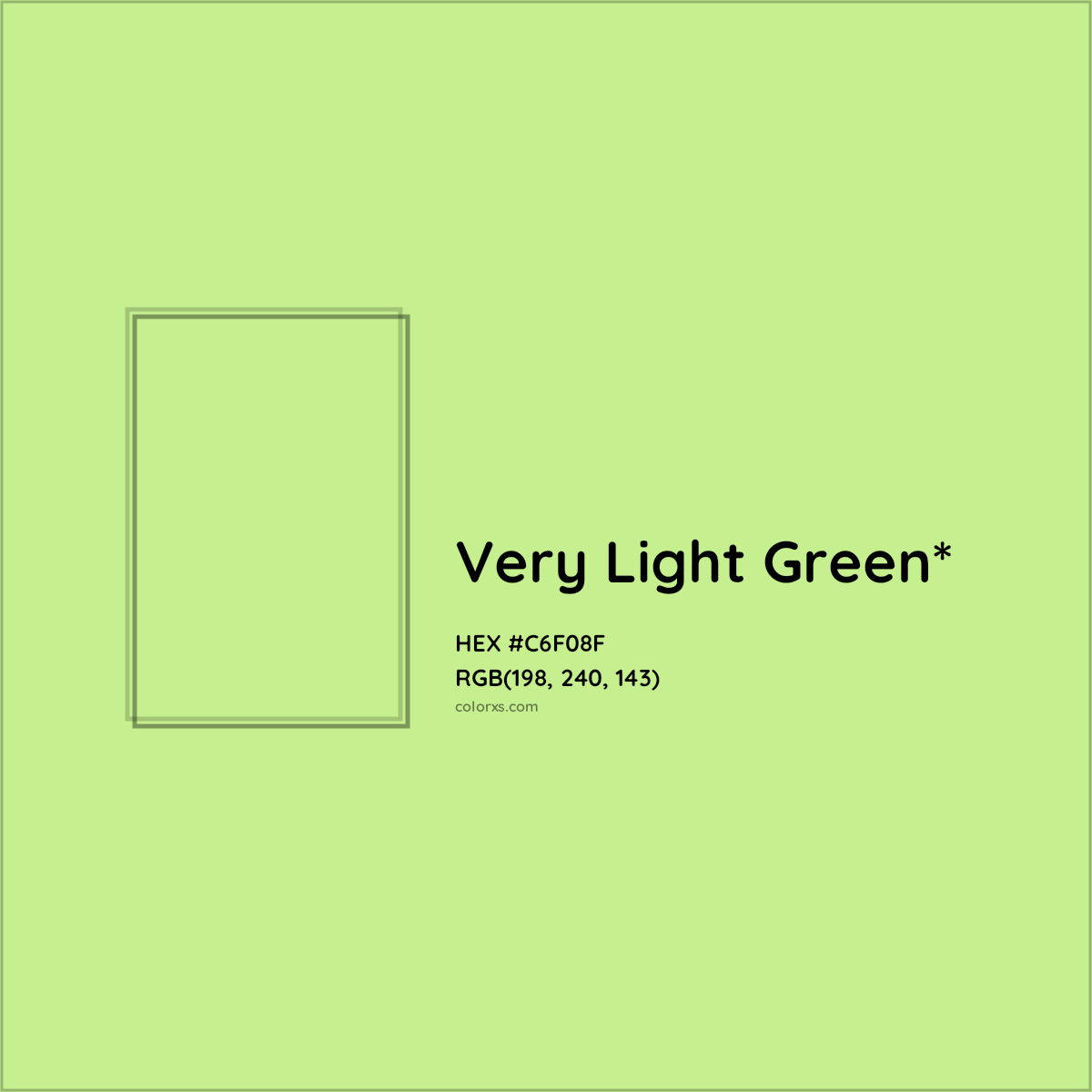 #C6F08F hex color. RGB, RYB, CMYK, HSL, HSV codes and color conversions. Matching color names, palettes, paints.