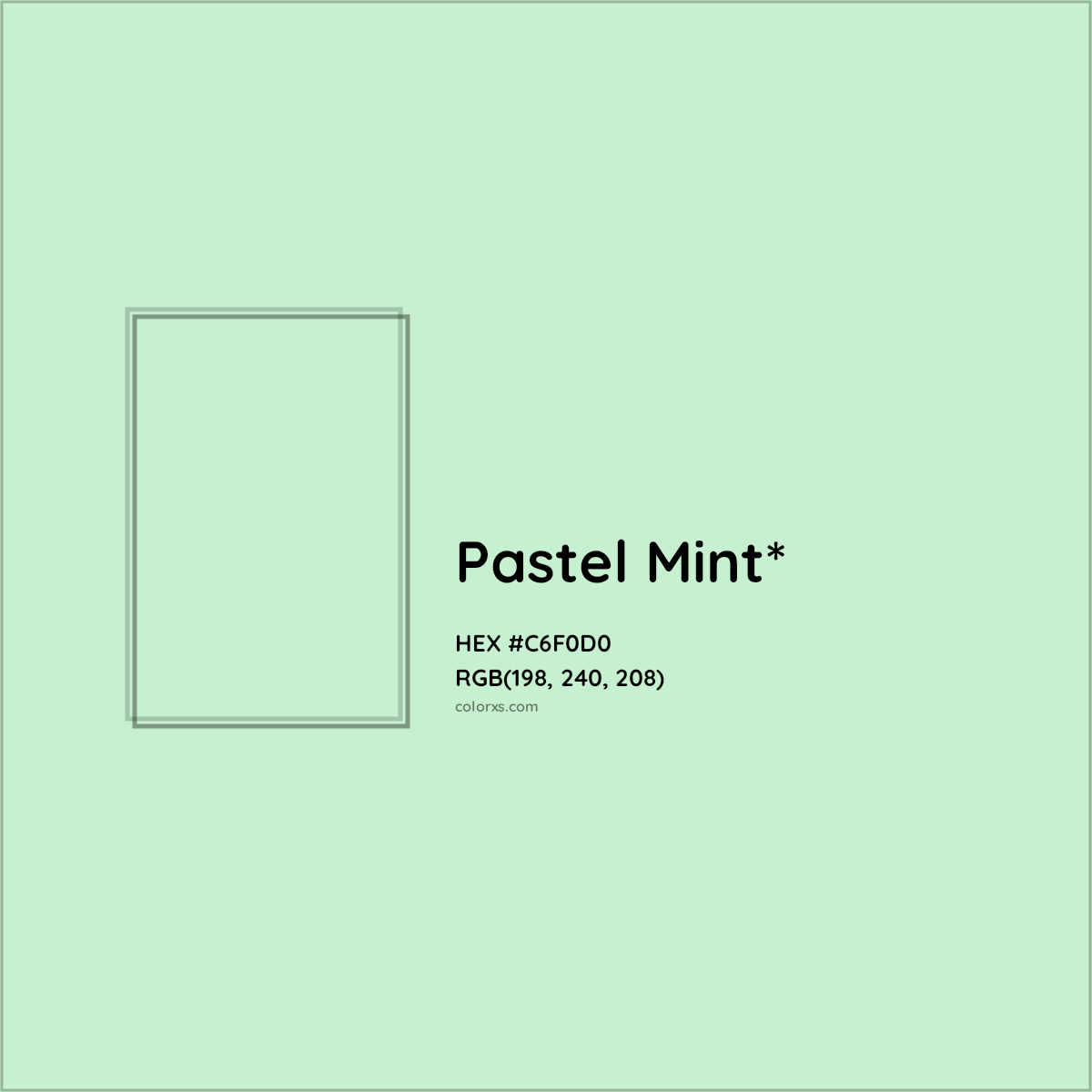 #C6F0D0 hex color. RGB, RYB, CMYK, HSL, HSV codes and color conversions. Matching color names, palettes, paints.