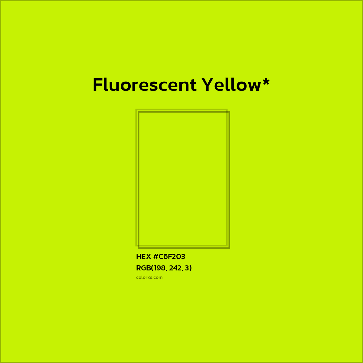 #C6F203 hex color. RGB, RYB, CMYK, HSL, HSV codes and color conversions. Matching color names, palettes, paints.
