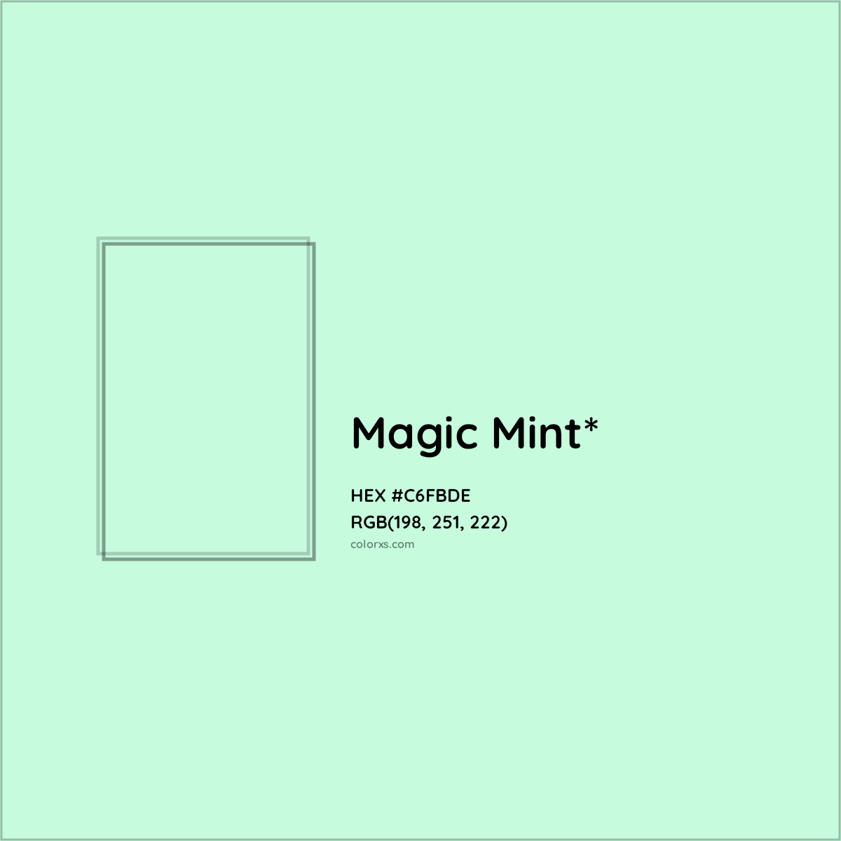 #C6FBDE hex color. RGB, RYB, CMYK, HSL, HSV codes and color conversions. Matching color names, palettes, paints.
