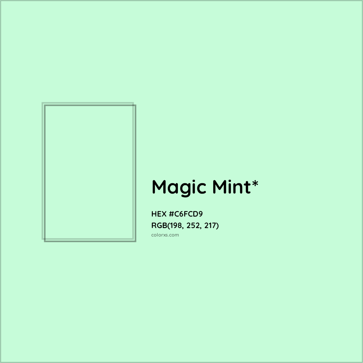 #C6FCD9 hex color. RGB, RYB, CMYK, HSL, HSV codes and color conversions. Matching color names, palettes, paints.