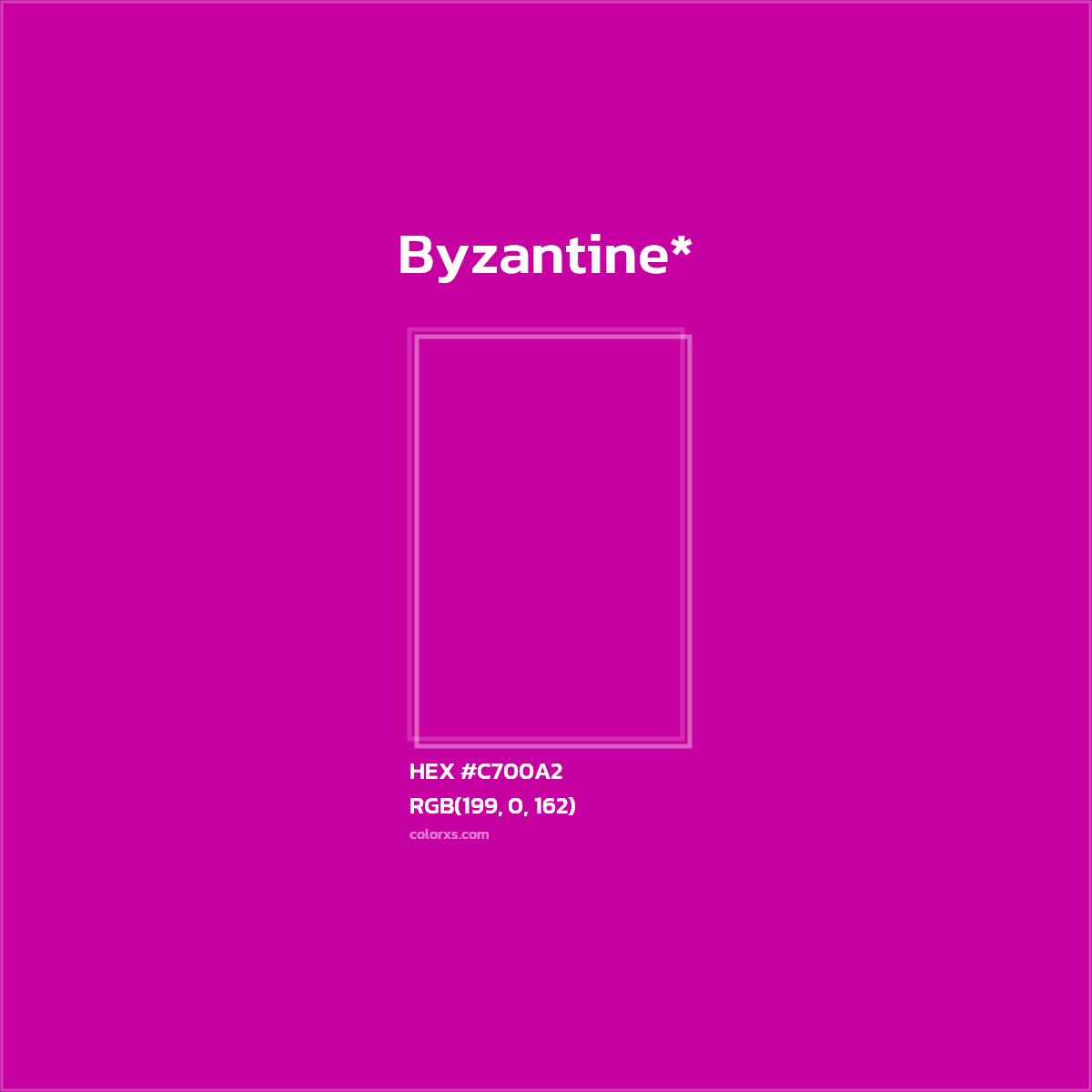 #C700A2 hex color. RGB, RYB, CMYK, HSL, HSV codes and color conversions. Matching color names, palettes, paints.