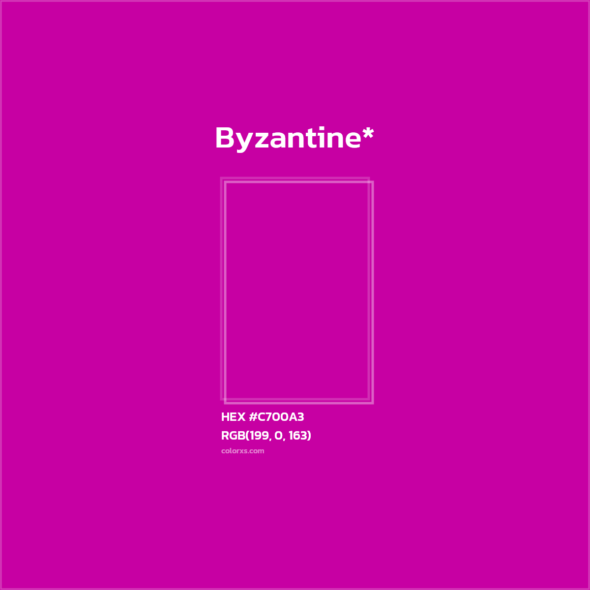 #C700A3 hex color. RGB, RYB, CMYK, HSL, HSV codes and color conversions. Matching color names, palettes, paints.