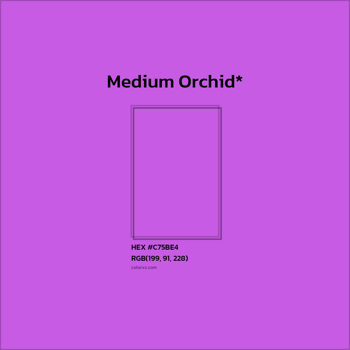 #C75BE4 hex color. RGB, RYB, CMYK, HSL, HSV codes and color conversions. Matching color names, palettes, paints.