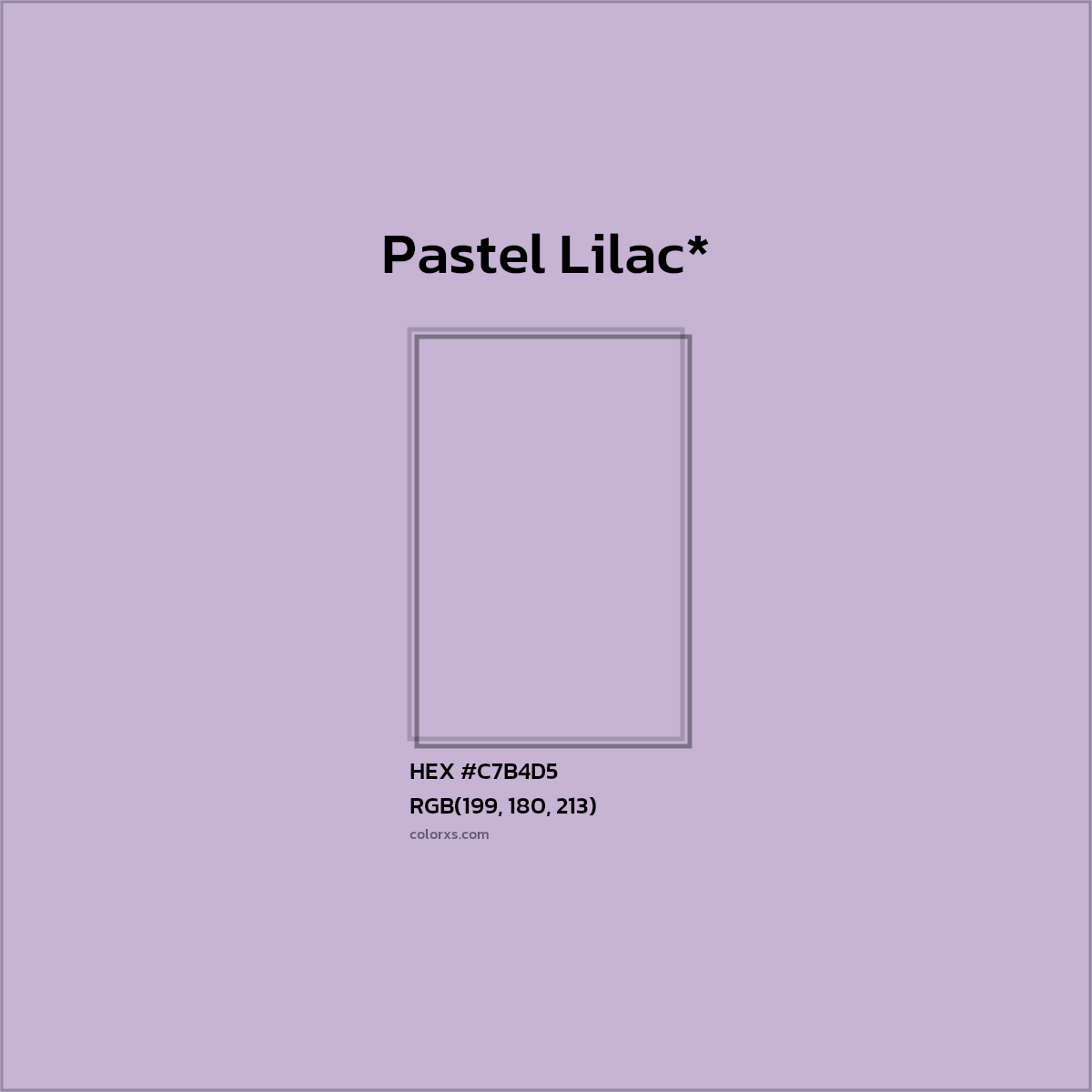 #C7B4D5 hex color. RGB, RYB, CMYK, HSL, HSV codes and color conversions. Matching color names, palettes, paints.