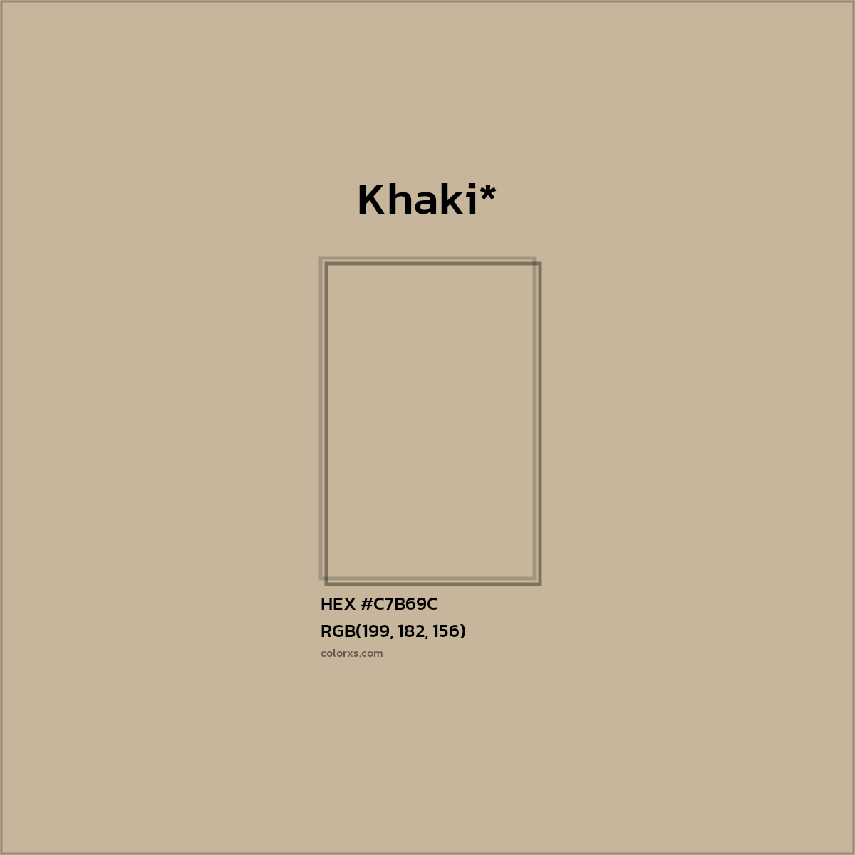 #C7B69C hex color. RGB, RYB, CMYK, HSL, HSV codes and color conversions. Matching color names, palettes, paints.