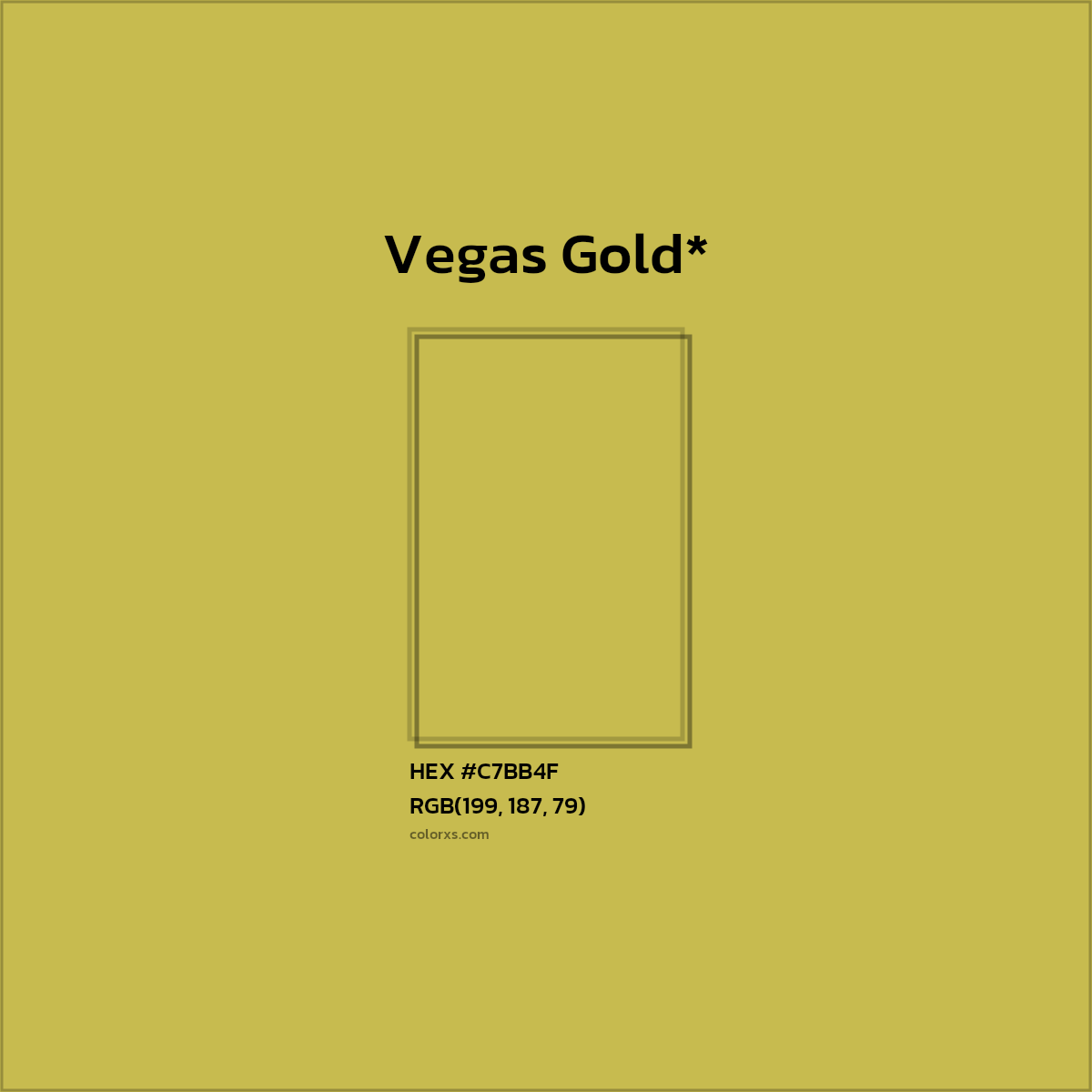 #C7BB4F hex color. RGB, RYB, CMYK, HSL, HSV codes and color conversions. Matching color names, palettes, paints.